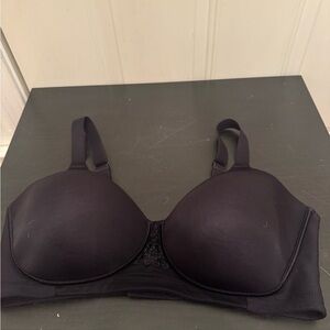 Vanity Fair Black Underwire Fully Lined Bra 38DD Thick Straps Lace Detail